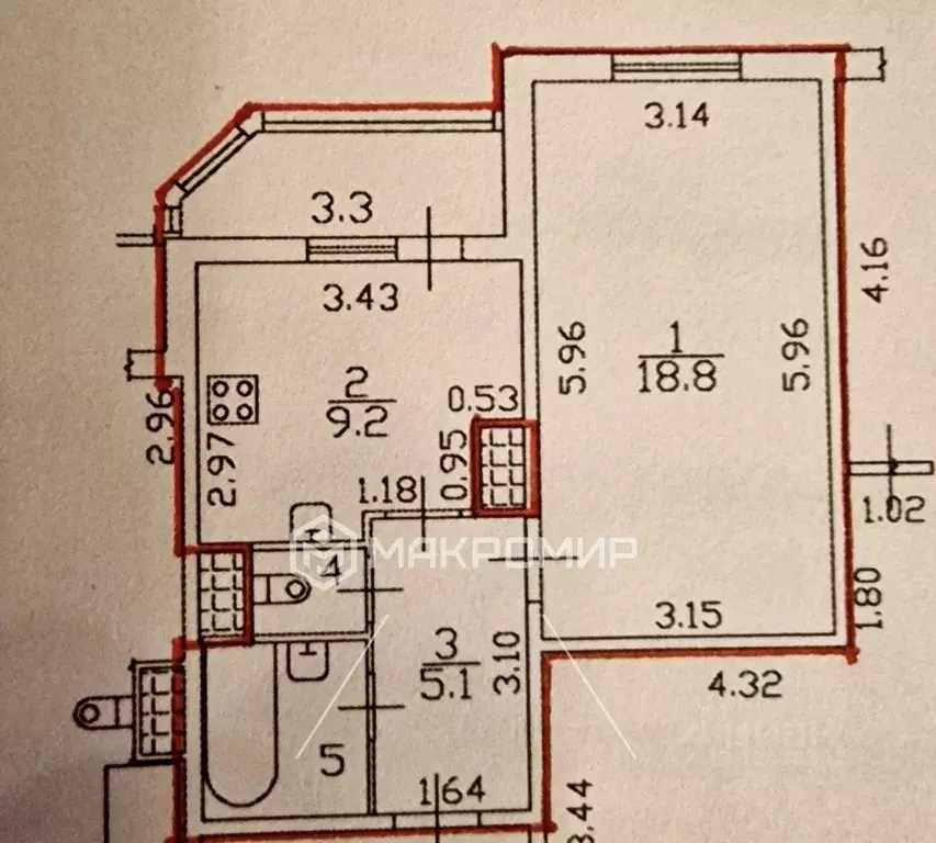1-к кв. Санкт-Петербург Народная ул., 53к3 (37.9 м) - Фото 2