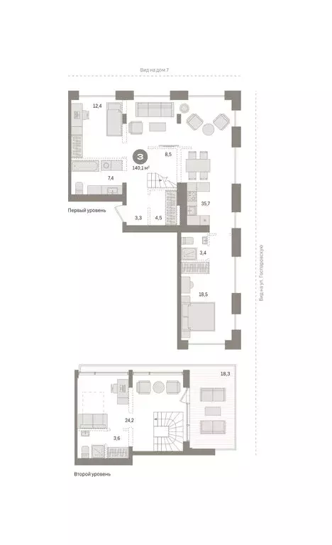 3-комнатная квартира: Тюмень, Причальная улица, 7 (140.1 м) - Фото 2