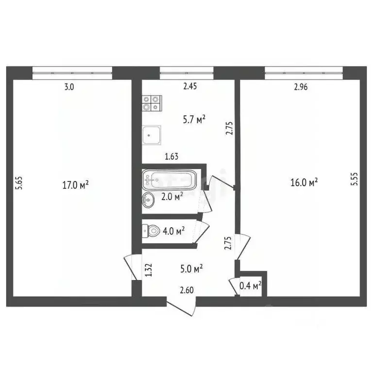 2-к кв. Ростовская область, Ростов-на-Дону ул. Андрея Сладкова, 85к2 ... - Фото 1