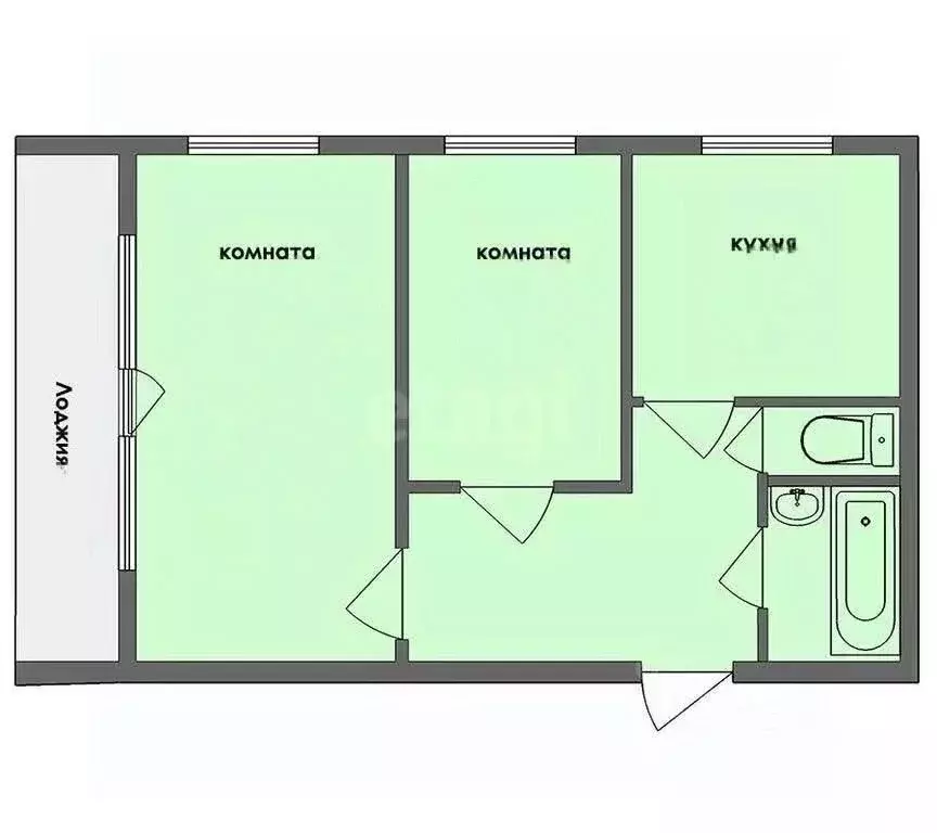 2-к кв. Татарстан, Казань ул. Николая Ершова, 62Вк1 (50.1 м) - Фото 2