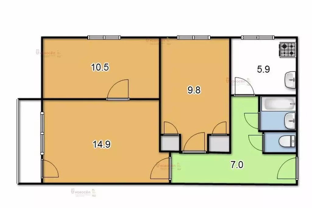 3-комнатная квартира: Екатеринбург, улица Токарей, 56к2 (56 м) - Фото 1