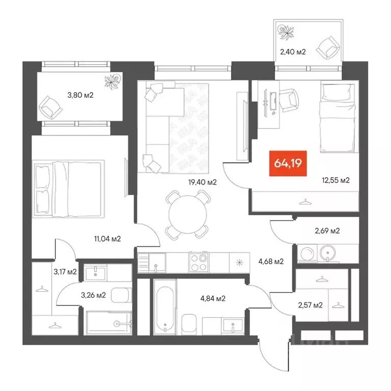 2-к кв. Новосибирская область, Новосибирск Академгородок мкр, ул. ... - Фото 1