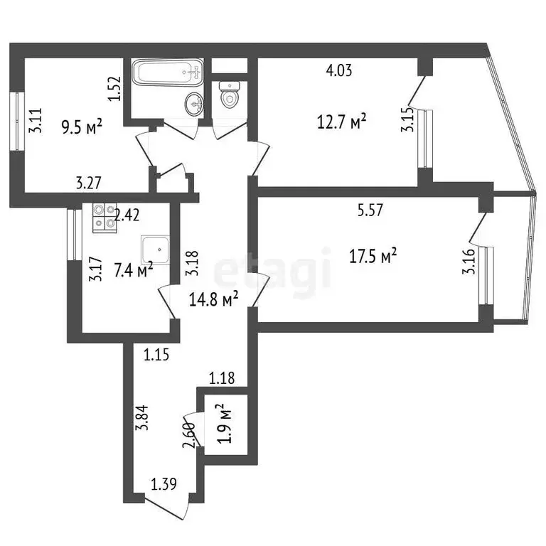 3-комнатная квартира: Симферополь, Заводской переулок, 29 (67.7 м) - Фото 1