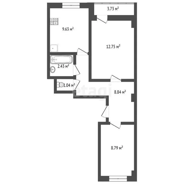 2-комнатная квартира: Якутск, улица Строителей, 3 (45.35 м) - Фото 0