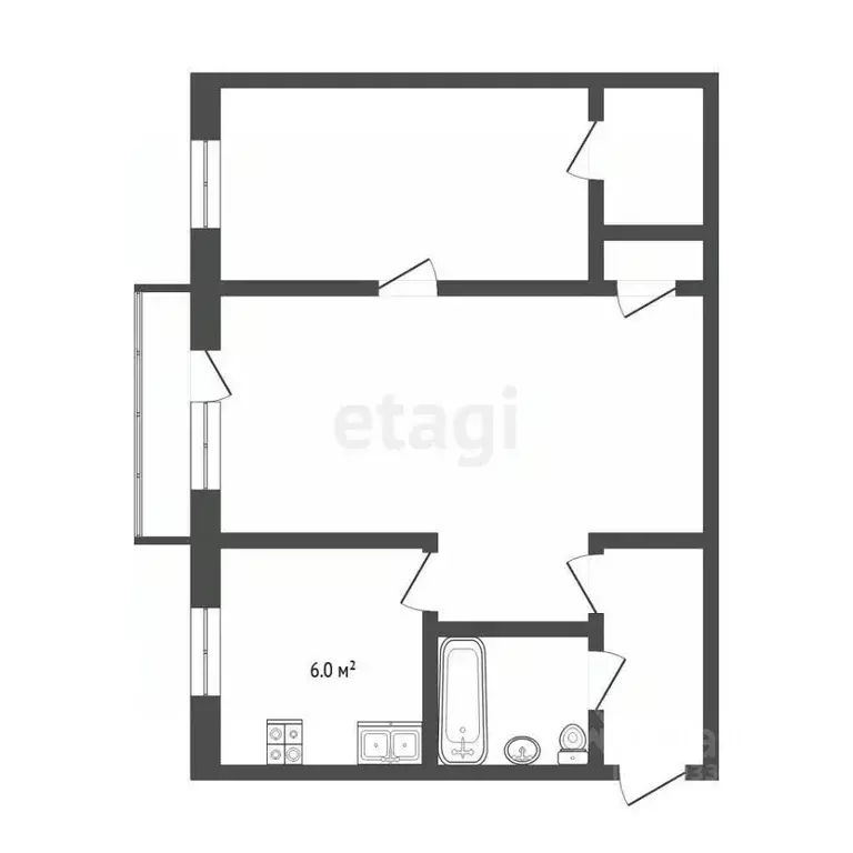 2-к кв. Тюменская область, Тюмень Полевая ул., 36 (42.0 м) - Фото 1