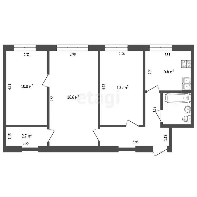 3-комнатная квартира: Ярославль, улица Радищева, 29 (36.8 м) - Фото 1