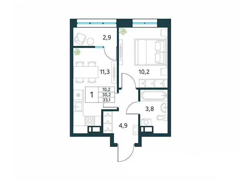 1-к кв. Забайкальский край, Чита Хороший мкр,  (33.1 м) - Фото 1