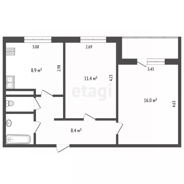 2-к кв. Крым, Щелкино Ленинский район, 57А (50.3 м) - Фото 2