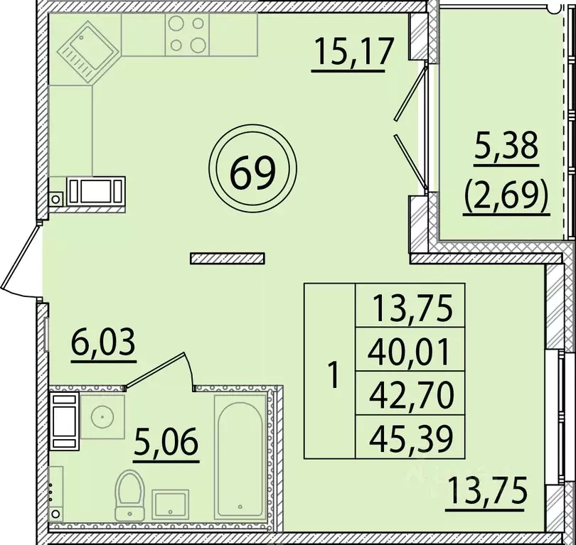 1-к кв. Санкт-Петербург пос. Шушары, ул. Соколиная, 4к1 (40.01 м) - Фото 1