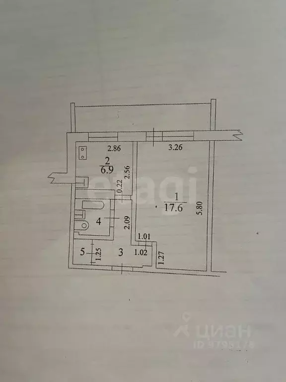 1-к кв. Татарстан, Казань ул. Фатыха Амирхана, 107 (34.5 м) - Фото 2