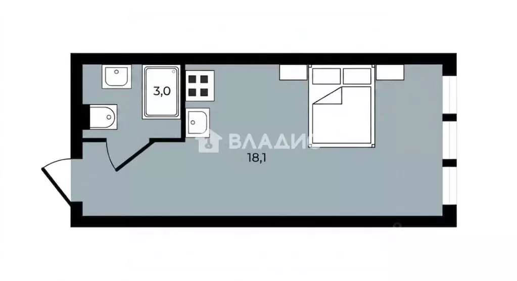 Студия Санкт-Петербург просп. Энергетиков, 2к2 (21.1 м) - Фото 2