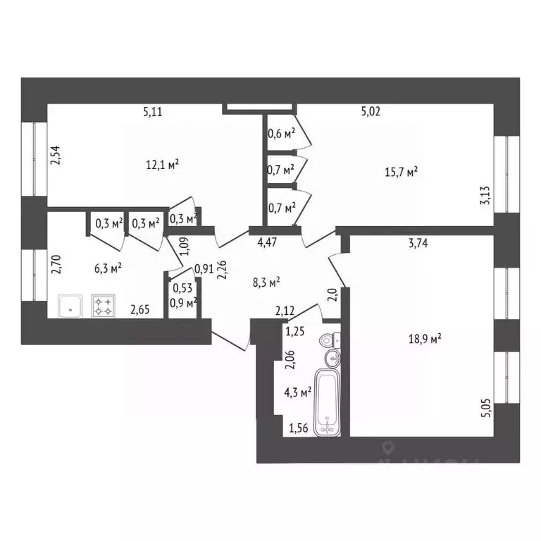 3-к кв. Башкортостан, Уфа ул. Гоголя, 56 (69.4 м) - Фото 2