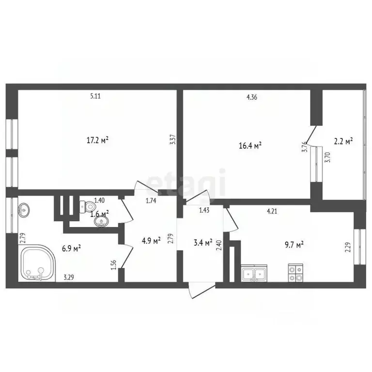 2-к кв. Севастополь ш. Камышовое, 37Бк3 (60.3 м) - Фото 2