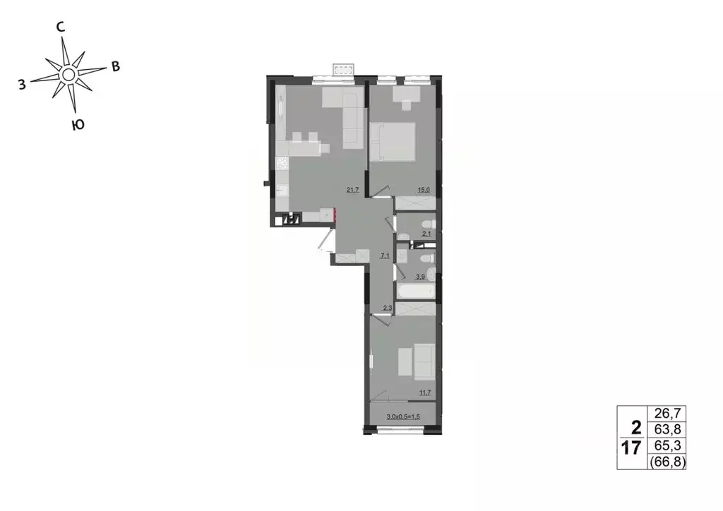 2-к кв. Удмуртия, Ижевск ул. Леваневского (65.3 м) - Фото 0