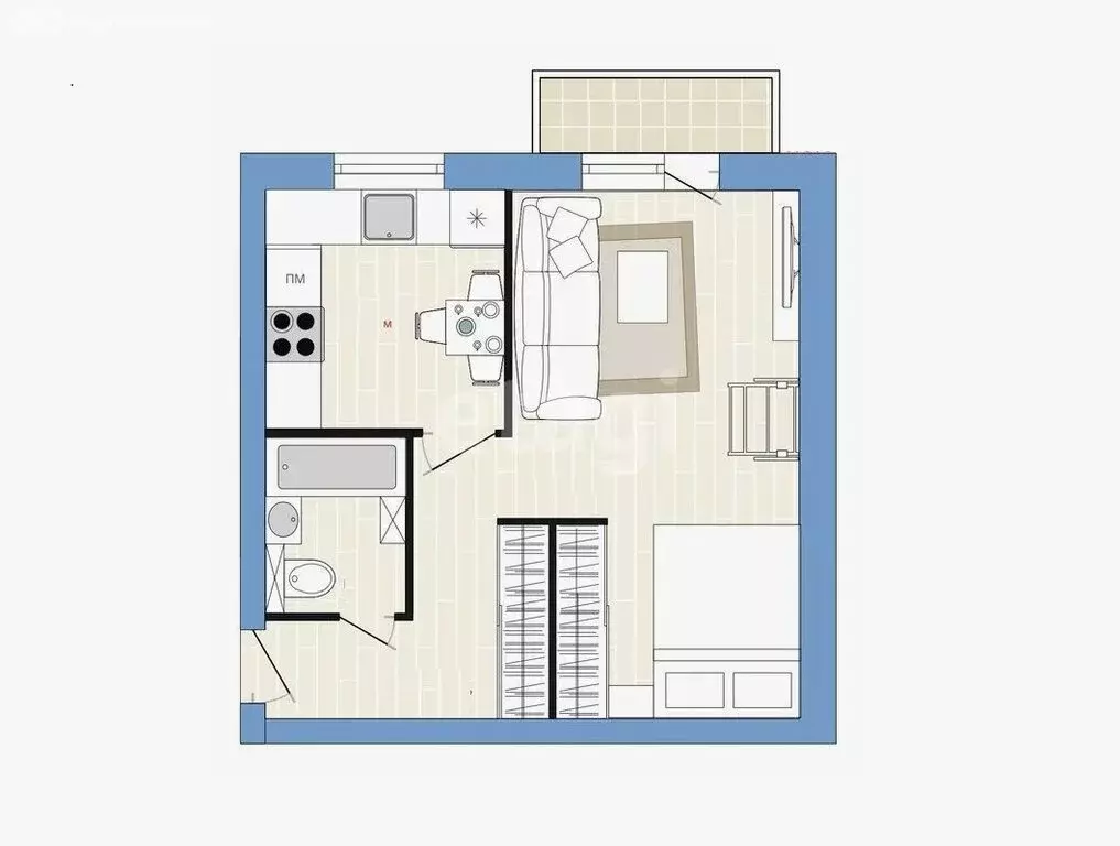 1-комнатная квартира: Казань, улица Гудованцева, 41 (32 м) - Фото 1