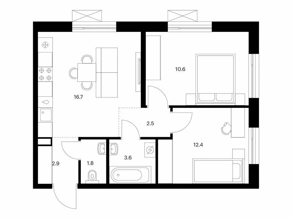 2-комнатная квартира: Южно-Сахалинск, жилой комплекс Уюн Парк (50.5 м) - Фото 1