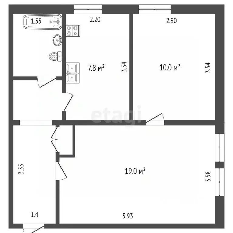 2-к кв. Вологодская область, Харовск ул. Кирова, 18 (47.8 м) - Фото 1