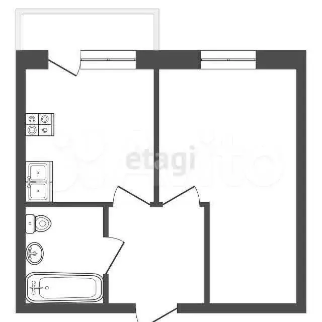 1-к. квартира, 35,7 м, 2/9 эт. - Фото 0