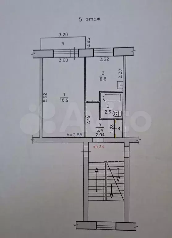 1-к. квартира, 31 м, 5/5 эт. - Фото 0