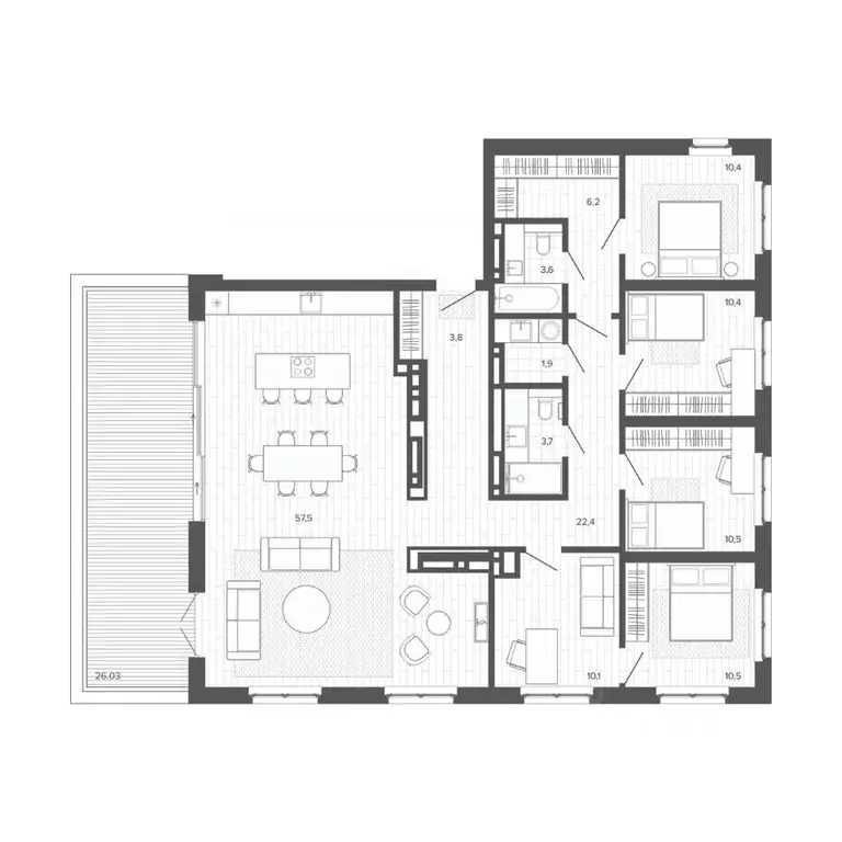 6-к кв. Алтайский край, Барнаул тракт Змеиногорский, 35Бк2 (177.38 м) - Фото 0
