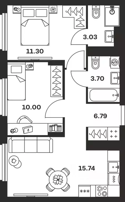 2-к кв. Тульская область, Тула Баташи Парк жилой комплекс (50.56 м) - Фото 1