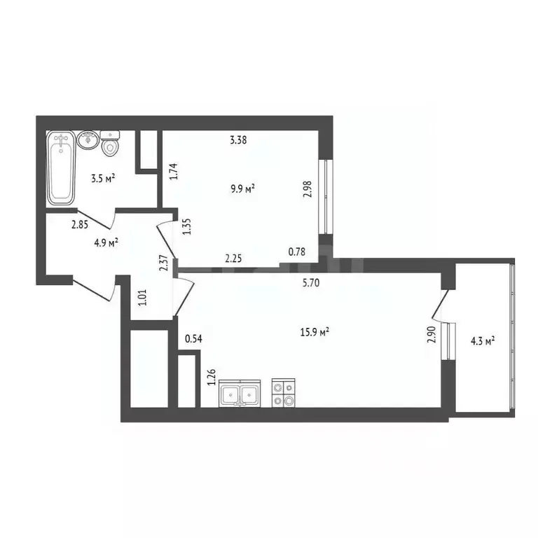1-к кв. Санкт-Петербург ул. Плесецкая, 10 (35.0 м) - Фото 2