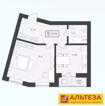 1-комнатная квартира: Пионерский, Октябрьская улица, 2Ак1 (50.9 м) - Фото 1