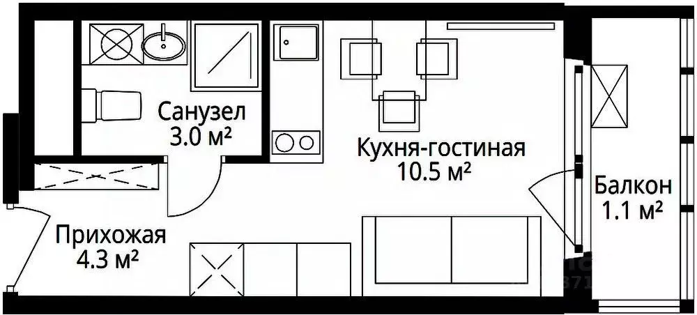 Студия Московская область, Ленинский городской округ, д. Сапроново, ... - Фото 1