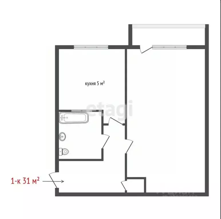 1-к кв. Свердловская область, Екатеринбург ул. Вилонова, 47 (30.1 м) - Фото 1