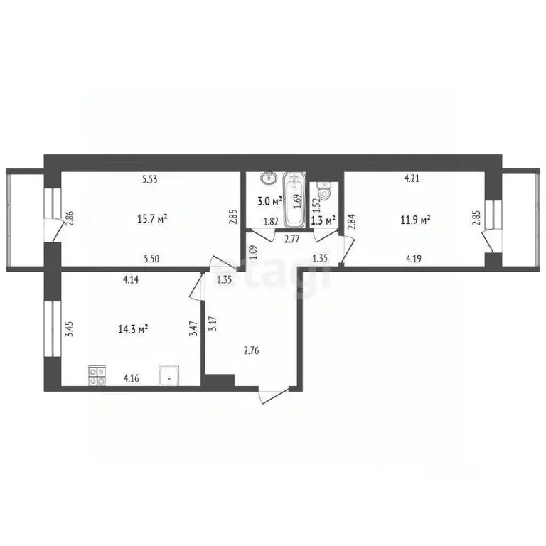 2-к кв. Мордовия, Саранск ул. Сураева-Королева, 1 (58.5 м) - Фото 1