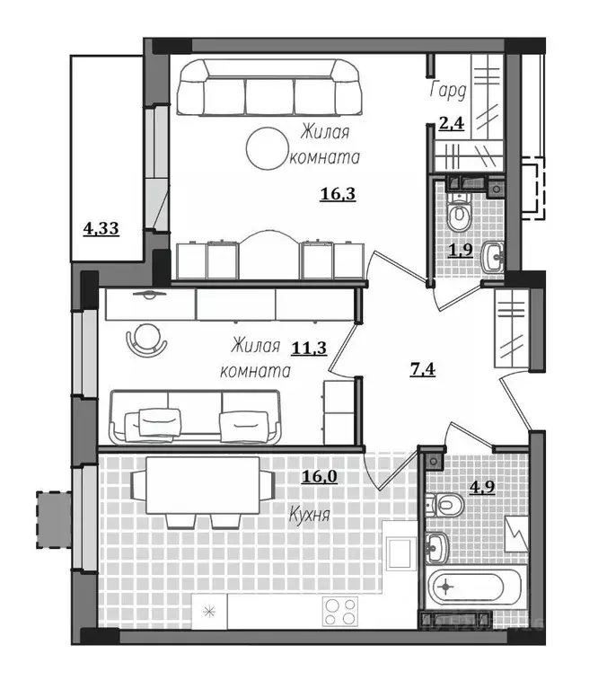2-к кв. Смоленская область, Смоленск ул. Александра Степанова, 14 ... - Фото 1