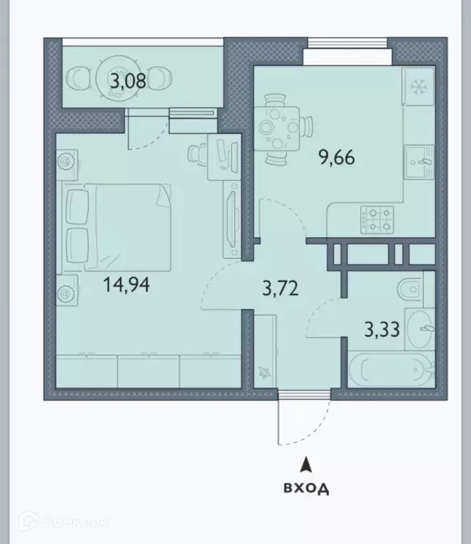 Продаётся 1-к квартира, 33.19 м - Фото 1