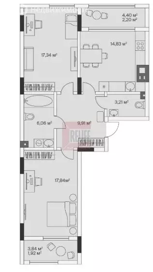 2-комнатная квартира: посёлок Малое Исаково, Первая улица, 1к3 (79 м) - Фото 1
