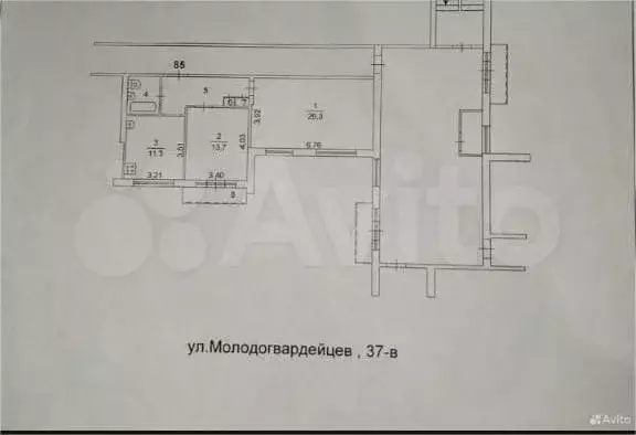 2-к. квартира, 63,1 м, 8/9 эт. - Фото 0