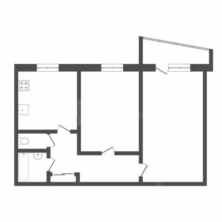 2-к кв. Тюменская область, Тюмень Заречный проезд, 37 (48.0 м) - Фото 1