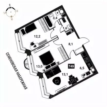 3-к кв. Москва Интеллигент жилой комплекс (57.9 м) - Фото 0