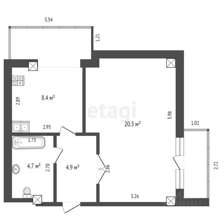 1-к кв. Севастополь ул. Парковая, 14Б (38.3 м) - Фото 1