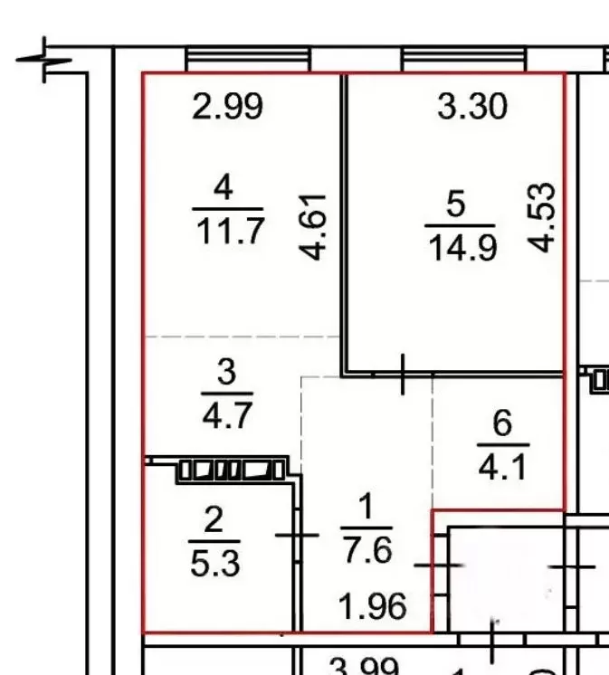 2-к кв. Новосибирская область, Новосибирск Бронная ул., 22/1 (48.3 м) - Фото 1