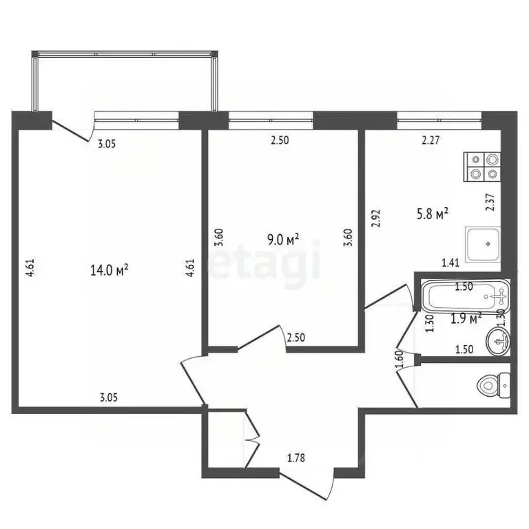 2-к кв. Нижегородская область, Выкса Жуковского мкр, 3 (37.9 м) - Фото 0