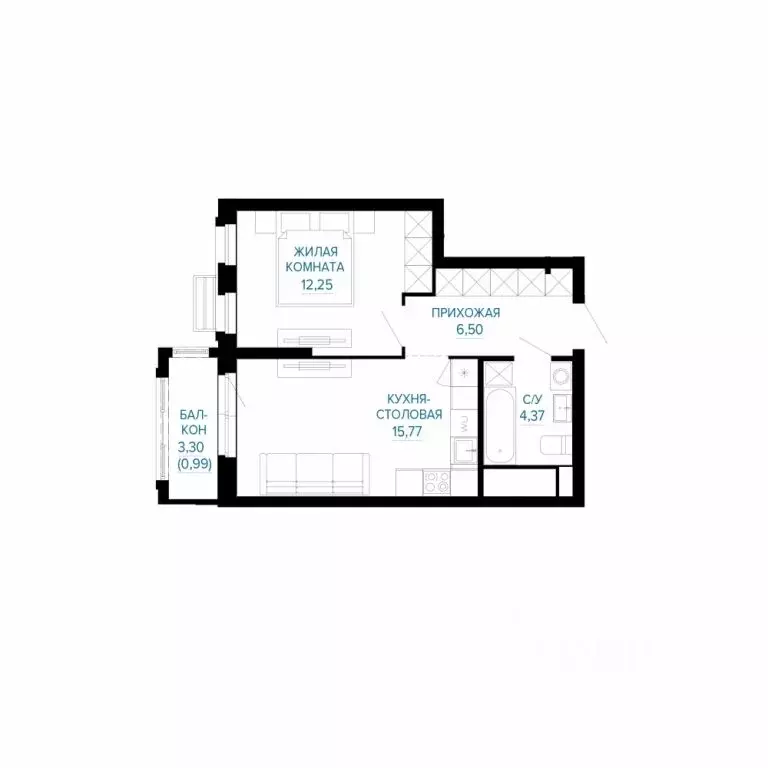 1-к кв. Свердловская область, Екатеринбург Эльмаш жилрайон, Доминанта ... - Фото 1
