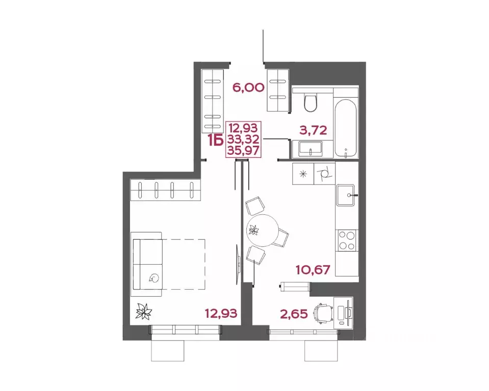 1-к кв. Пензенская область, Пенза Форт жилой комплекс (35.97 м) - Фото 1