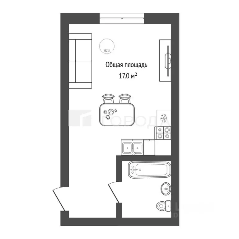 Студия Новосибирская область, Новосибирск ул. Гоголя, 188 (17.0 м) - Фото 2
