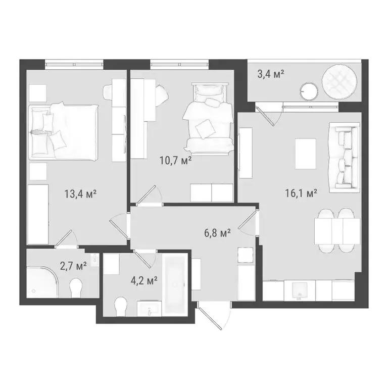 3-комнатная квартира: Ижевск, Воткинское шоссе, 83к1 (56.2 м) - Фото 1