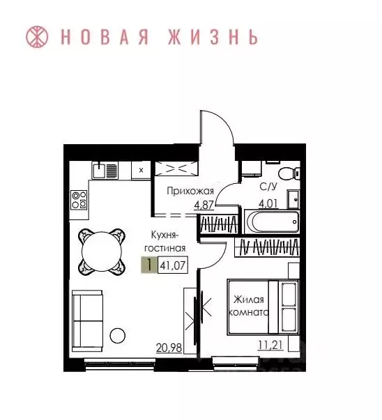 1-к кв. Самарская область, Самара Спортивная ул. (41.1 м) - Фото 1