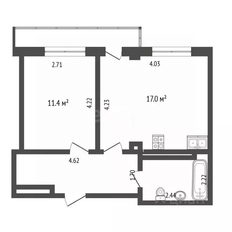 1-к кв. Тюменская область, Тюмень ул. Николая Никитина, 4 (39.8 м) - Фото 0