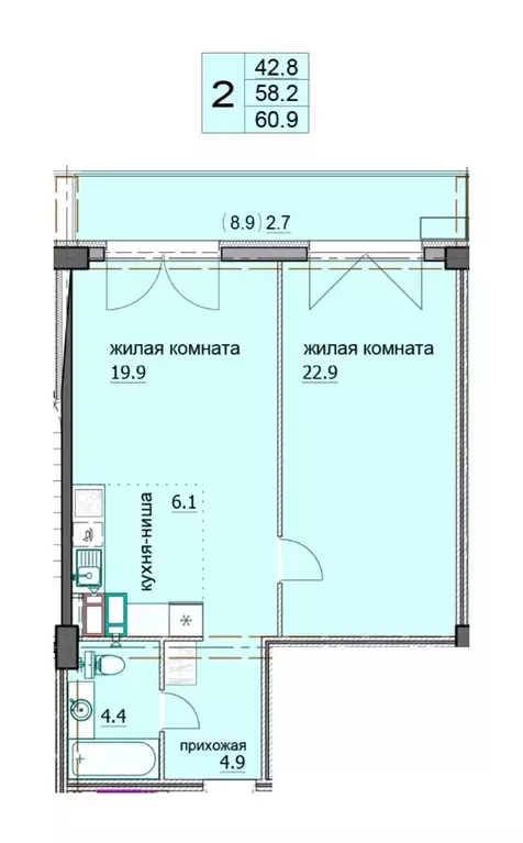 2-к кв. Пензенская область, Пенза ул. Яшиной, 5 (62.0 м) - Фото 0