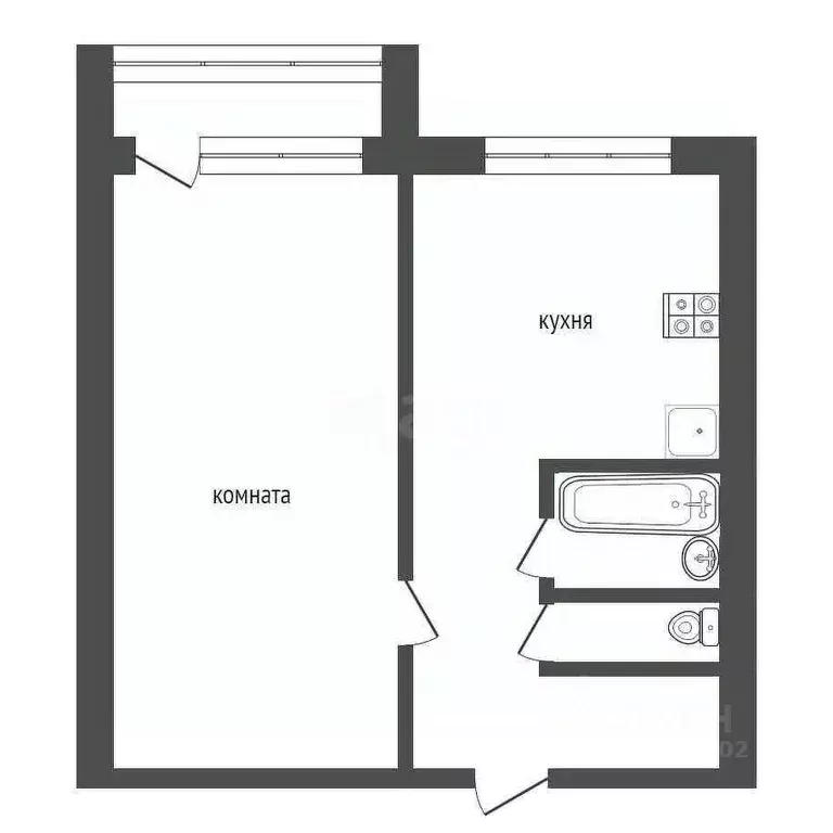 1-к кв. Ленинградская область, Кириши ул. Нефтехимиков, 23 (30.3 м) - Фото 0