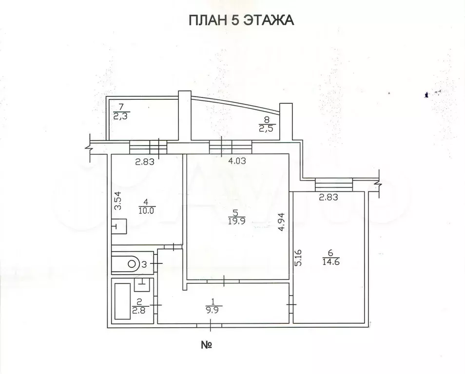 2-к. квартира, 58,7 м, 5/10 эт. - Фото 0