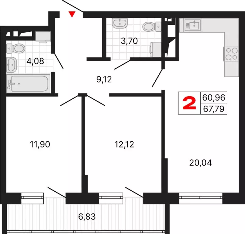 2-комнатная квартира: Екатеринбург, Комсомольская улица, 72А (67.79 м) - Фото 1