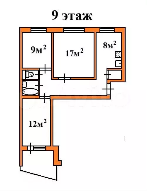 3-к. квартира, 61 м, 9/9 эт. - Фото 0